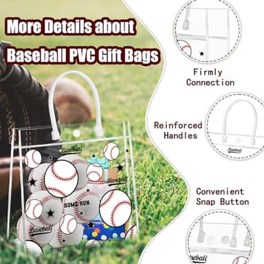 HYMENEX 24 Pack Baseball Clear PVC Gift Bags, Baseball Snack Bags with Handles for Goodie Treat Candy Party Holiday Sports Decoration - Image 3