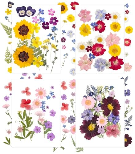 86 Pcs Dried Pressed Flowers Natural Pressed Wildflower for Crafts Scrapbooking Resin, Small Dried Flowers and Green Leaf Fits for Holiday Decor Vacuum Package - Image 1