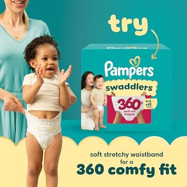 Pampers Swaddlers Disposable Baby Diapers Size 1, 198 Count with Sensitive Water Based Baby Wipes 12 Flip-Top Packs (1008 Wipes Total) - Image 14
