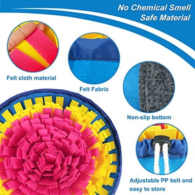 Vivifying Snuffle Mat for Dogs, Interactive Dog Enrichment Toys for Boredom and Mental Stimulation, Adjustable Sniff Mat for Slow Eating and Keep Busy (Red & Yellow) - Image 2