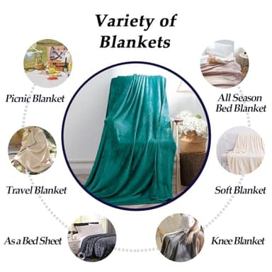 Fleece Blanket Lightweight Throw Blankets for Sofa,Couch,Bed,Super Soft Cozy Microfiber Blanket(Emerald Green，9090) - Image 2