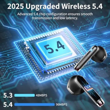 Wireless Earbuds, Bluetooth Headphones 5.4 HiFi Stereo, in Ear Earphones with 4 ENC Noise Cancelling Mics, 40H Playtime Ear Buds with Mini Case, IP7 Waterproof Headset with LED Display, USB C Charging - Image 2