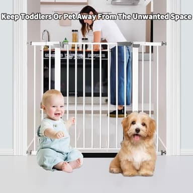 41 Inch Tall Baby Gate Auto Close Dog Gate Adjustable 29.92"-43.71" Wide Pressure Mounted Walk Through Swing Pet Gate for Doorways (White, 29.92"-43.71" Wide) - Image 5