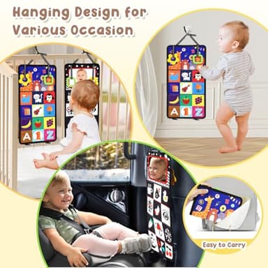 URMYWO Tummy Time Toy - Black and White High Contrast Baby Toys for Newborn - Baby Visual Stimulation Mirror - Montessori Sensory Crinkle Toy for Infant 0-3-6-12 Months - Shower Gift for Boy Girl - Image 7