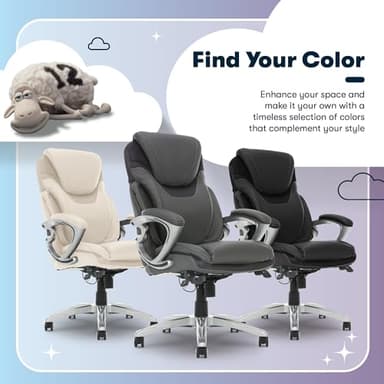 Serta Bryce Executive Office Chair, Ergonomic Computer DeskChairs with Patented AIR Lumbar Support, Comfy Body Pillows, Height Adjustable, Swivel Base with Wheels, Bonded Leather, Gray - Image 13