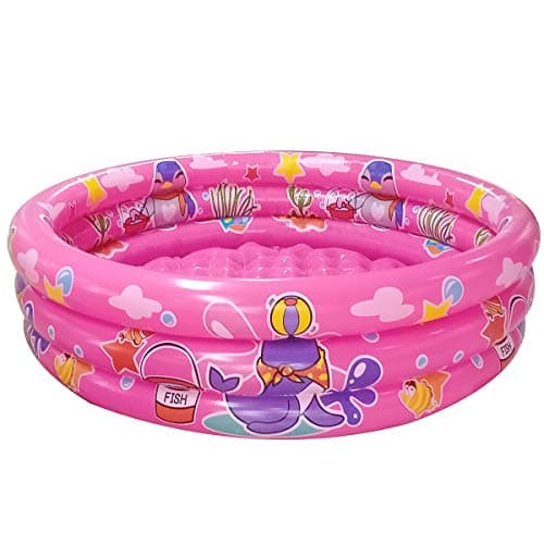 Big Summer 3 Rings Kiddie Pool, 48”X12”, Kids Swimming Pool, Inflatable Baby Ball Pit Pool, Small Infant Pool (Pink) - Image 1