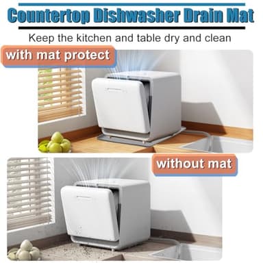 Dishwasher Drain Pan Mat, Portable Dishwasher Silicone Mat with Raised Edge, Small Dishwashers Drip Pan Dishwashers Tray for Leaks, Non-Slip Waterproof Protector Pad, 23.6''x19.7'' - Image 5