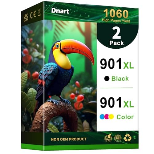 DNART 901XL Ink Cartridge Replacement for HP 901 Ink Cartridges Black/Color Combo Pack for Ink 901XL use for HP OfficeJet 4500, J4524, J4540, J4550, J4580, J4624, J4680 Printer 901XL (2 Pack) - Image 1