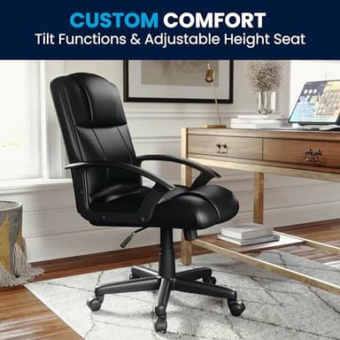 Flash Furniture Coffman Flash Fundamentals Mid-Back LeatherSoft Office and Gaming Chair, Ergonomic Office Chair with Padded LeatherSoft Seat and Arms, Black - Image 8