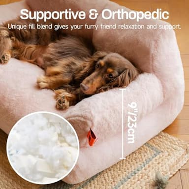 MEWOOFUN Cat Bed for Indoor Cats, Washable Dog Beds for Small Dogs & Cats with Removable Cover, Fluffy Cat Couch with Non-Slip Bottom (Pink, 26.0" L X 19.0" W X 13.0" Th) - Image 4