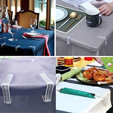 Kitnish 32 Pcs Tablecloth Clips,Clear Plastic Tablecloth Clips, Plastic Table Cloth Hold Down Clips Table Cloth Holder for Meeting Party Indoor Outdoor Events - Image 5