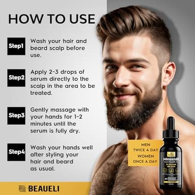 Minoxidil for Men, Minoxidil for Men Beard Growth Kit, Minoxidil for Women Hair Growth Kit, Hair Regrowth for Men, Beard Growth Serum, Minoxidil 5 Percent (Black) - Image 5