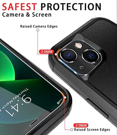 Diverbox for iPhone 13 Case [Shockproof] [Dropproof] [Tempered Glass Screen Protector + Camera Lens Protector],Heavy Duty Protection Phone Case Cover for Apple iPhone 13 (Black) - Image 4