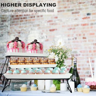 Czlizdyt Extra Large 3 Tier Serving Tray Set, 24x22x9.7 inch Cupcake Fruit Cookie Dessert Table Display Stands Melamine Tiered Platters Food Trays for Party Buffet Entertaining, White - Image 4
