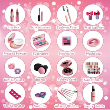 For Ideahome Kids Washable Makeup Girl Toys - Real Make Up Set, Little Girls Makeup Kit for Toddler Kid Children Princess, Christmas Birthday Gift Toys for Girl 4 5 6 7 8 9 10 Year Old - Image 4