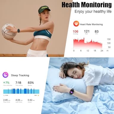 Smart Watch for Men Women, 1.96" HD Fitness Tracker Running Watch (Answer/Make Call), IP68 Waterproof,Pedometer, Sleep/Step/Activity/Heart Rate Monitor,110+ Sport Mode Smartwatch for iOS Android Phone - Image 4