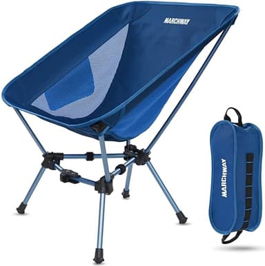 MARCHWAY Lightweight Folding Camping Chair, Portable Foldable Compact for Outdoor Camp, Travel, Beach, Picnic, Festival, Hiking, Backpacking, Supports 330Lbs (Dark Blue) - Image 1
