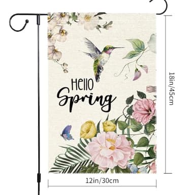 Wonderful spring Hummingbird Garden Flag 12x18 Inch Burlap Double Sided Seasonal Colorful Floral Outdoor Home Yard Lawn Rustic Farmhouse Flags Decorations - Image 3