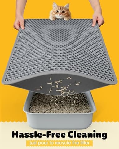 Cat Litter Mat - 23.2'' x 14.6'' Small Litter Trapping Mat, Easy to Clean Litter Box Mat, Waterproof, Urine-Proof, Non-Slip Kitty Litter Mats for Floor, Grey - Image 4