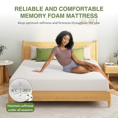 EGOHOME 10 Inch Queen Mattress, Memory Foam Mattress in a Box with Cooling Green Tea Gel, Relieve Pressure with Medium Support, CertiPUR-US Certified, 80''L x 60''W, White - Image 6