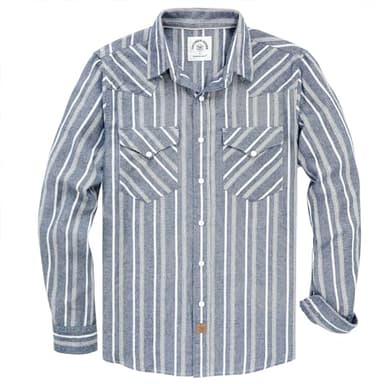 Dubinik® Flannel Shirt for Men Western Cowboy Pearl Snap Shirts for Men Long Sleeve Vintage Buttons Down Plaid Shirt - Image 1