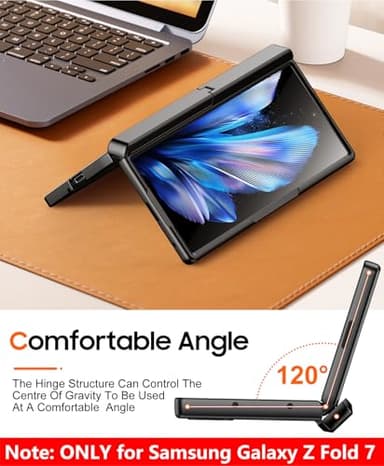 SPIDERCASE Only Designed for Samsung Galaxy Z Fold 7 Case,Built-in [Screen Protector] [Hinge Protection] [Kickstand] Full Body Protective Phone Case for Galaxy Z Fold 7 - Black - Image 7