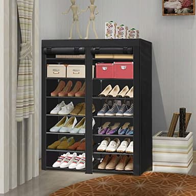 ERONE Shoe Rack Storage Organize, 28 Pairs Portable Double Row with Nonwoven Fabric Cover Shoe Shelf Cabinet for Closet - Image 4