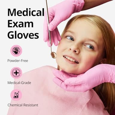 SwiftGrip Pink Nitrile Gloves, 3-mil, Industrial Gloves Disposable Latex Free, for Cleaning & Esthetician, Rubber Powder-Free, 100-ct Box (Medium) Medium (Pack of 100) - Image 2