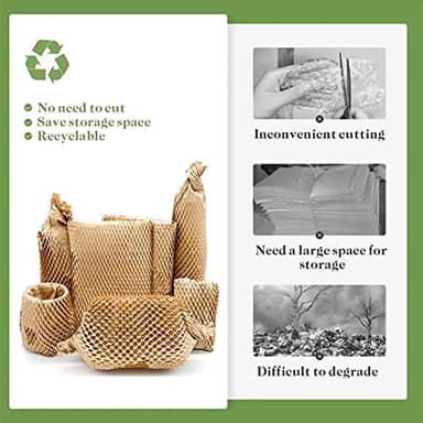 Honeycomb Packing Paper, 15" x 131' Packing Paper Substitute Alternative for Bubble Cushioning Wrap for Moving Shipping Packaging, Recyclable Moving Supplies Bubble Packing Wrap Protective Roll - Image 5
