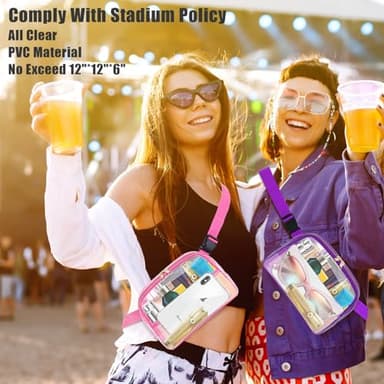 Clear Fanny Pack, Clear Bag Stadium Approved For Women, Waterproof Clear Belt Bag With Adjustable Strap Perfect for Music Festivals, Sports, Concerts And Outdoor Sport Events(Pink) - Image 6