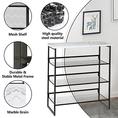 Garden 4 you 4 Tiers White Marble Shoe Rack,Freestanding Organizer Multi-Purpose Adjustable Flat and Slant Storage Rack Shoe Shelf, High Heels Potted Plant for Entryway Hallway Living Room Closet - Image 5