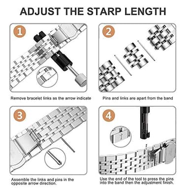 PUGO TOP Bands Replacement for Apple Watch 38mm Series 3 2 1 40mm Series 6 5 4 SE 41mm Series 7 8 9, Stainless Steel iWatch iPhone Watch Bracelet 2 Tones for Men Women(38mm/40mm/41mm, Silver/Gold) - Image 4