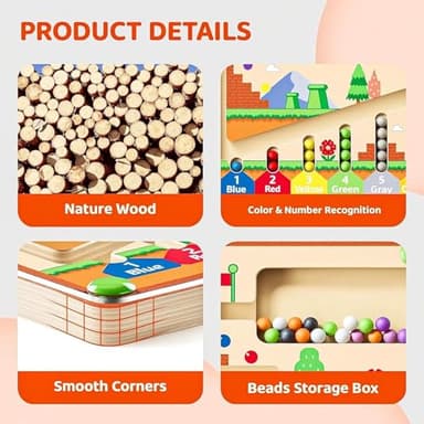zhiwuzhu Montessori Toys,Magnetic Color and Number Maze,Wooden Toys for Ages 2-4,Toddler Fine Motor Skills Toys for Boys Girls - Image 6