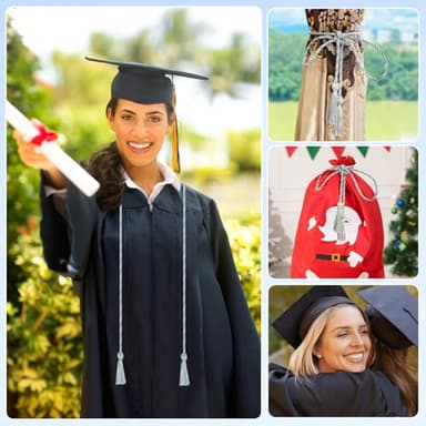 Graduation Cords, Honor Cords Graduation 2025, Cord for Graduation 2025 with Tassels for Grad Students Bachelor Gown Master Doctoral 67" Long Light Blue and White Graduation Cord - Image 5