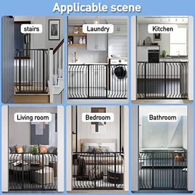WAOWAO Extra Tall 40.55" Baby Gate 29.92-63.38" Wide Pressure Mounted Walk Through Swing Auto Close Safety Black Metal Toddler Child Dog Pet for Indoor Stairs,Doorways,Kitche - Image 6