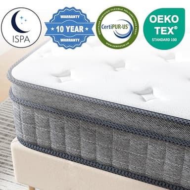 TEENO Queen Mattress 14 Inch, Hybrid Mattresses Queen Size in a Box, Medium Firm Memory Foam and Individual Pocket Springs, Fiberglass Free Bed Mattres, Breathable,CertiPUR-US - Image 3
