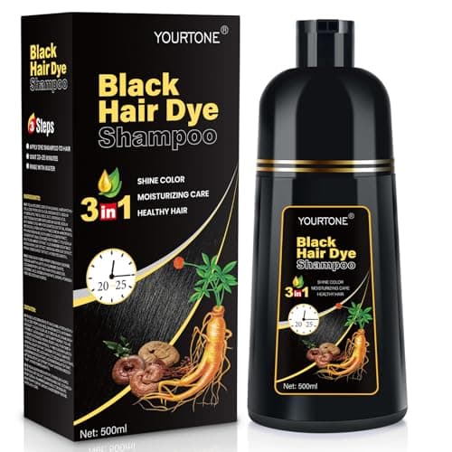 YOURTONE Black Hair Dye Shampoo Instant & Easy 3-in-1 Hair Color Solution for Men and Women - Herbal Formula, Ammonia-free, Lasts 30 Days - 16.90 oz - Image 1