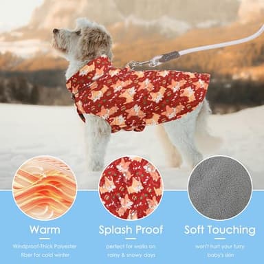 Mile High Life Dog Warm Coat, Small Dog Winter Jacket Windproof Water Resistant Cold Weather Coats Cozy Snow Jacket Vest for Puppies (Red, X-Small Chest 11.8") - Image 5