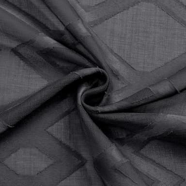 OWENIE Sheer Black Curtains 84 Inches Long 2 Panels Set for Bedroom, Light Filtering Geometric Jacquard Clip Textured Window Curtain, Modern Farmhouse Curtains for Living Room, Total Wide 84" Inch - Image 7