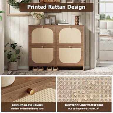 Nicetree Shoe Cabinet Storage for Entryway, Narrow Shoe Organizers with 4 Flip Drawers, Freestanding Large Shoe Rack with 3-Tier Adjustable Shelves for Hallway - Image 3