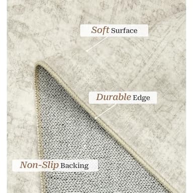 zesthome 5x7 Area Rugs - Ultra-Thin Washble Rug, Stain Resistant Anti Slip Backing Rugs for Living Room,Bedroom, Vintage Home Decor Area Rug (Beige/Grey,5'x7') - Image 4