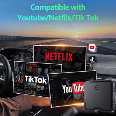 Wireless Carplay Adapter with Netflix YouTube TF Card Plug & Play, Wireless AI Box Car Play Adapter & Android Auto Dongle Easy to Setup, Fits for OEM Wired CarPlay Cars - Image 2