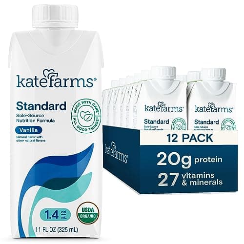 KATE FARMS Organic 1.4 High Calorie Nutrition Shake, Vanilla, 20g Protein, 27 Vitamins and Minerals, Meal Replacement, Protein Shake, 11 oz (12 Pack) - Image 1
