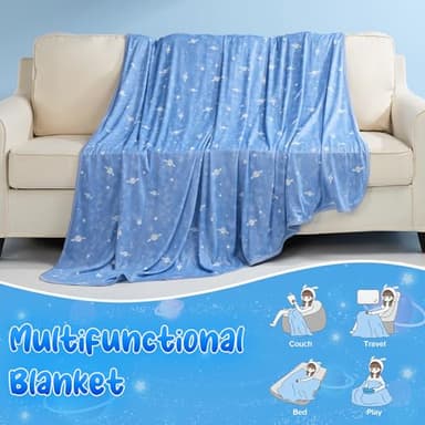 LUXEAR Cooling Blanket, Glow in the Dark Blanket Star Cosmic Cool Blanket for Boys Girls Gift Cooling Throw Blanket Keep Child/Adults Cool All Night Soft Breathable Summer Blanket for Bed Sofa 59x79in - Image 9
