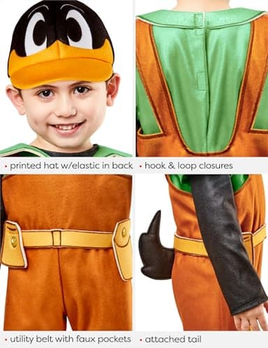 Rubies Bugs Bunny Builders: Daffy Duck Costume for Toddlers, Unisex 4T - Image 4