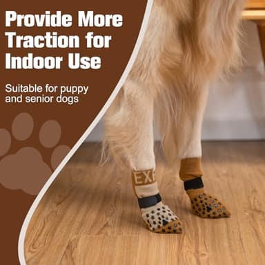 EXPAWLORER Anti Slip Dog Socks to Prevent Licking Paws - Dog Shoes for Hot Pavement, Dog Booties for Hardwood Floors, Dog Boots & Paw Protectors with Grippers for Small Medium Large Senior Dogs - Image 6