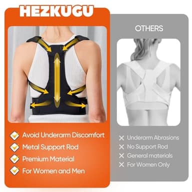 HEZKUGU Posture Corrector For Women and Men, Fully Adjustable Back Brace, Back Straightener Posture Corrector Providing Pain Relief From Neck, Shoulder, Back, Lumba (Small/Medium) - Image 4