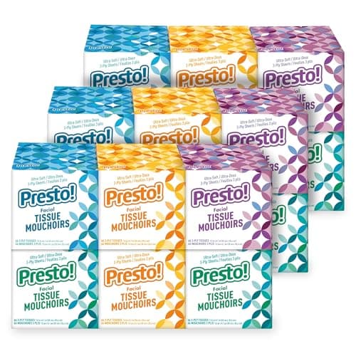 Amazon Brand - Presto! Ultra-Soft 3-Ply Premium Facial Tissues, 1188 Count (18 Packs of 66), (Packaging May Vary) - Image 1