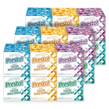 Amazon Brand - Presto! Ultra-Soft 3-Ply Premium Facial Tissues, 1188 Count (18 Packs of 66), (Packaging May Vary) - Image 1