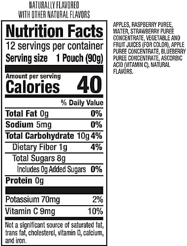 Mott's No Sugar Added Mixed Berry Applesauce, 3.2 Oz Clear Pouches, 48 Count (4 Packs Of 12), Good Source Of Vitamin C, No Artificial Flavors - Image 4